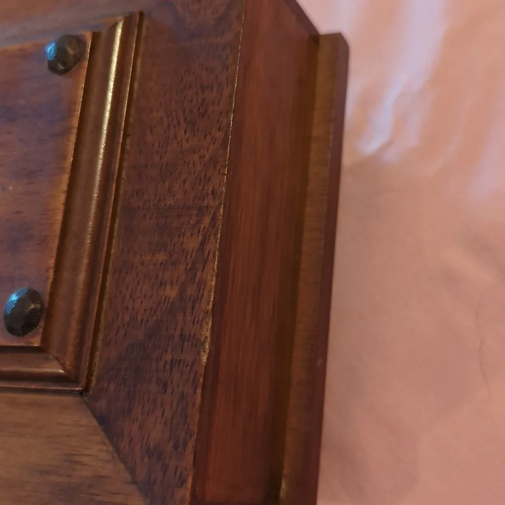 Vintage S. Sper Bijou Wooden Jewelry Box with Family Crest